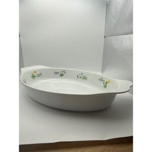 VTG Anchor Hocking Au Gratin Dish Floral Oven/Micro Safe Japan 7.5in Cottagecore
